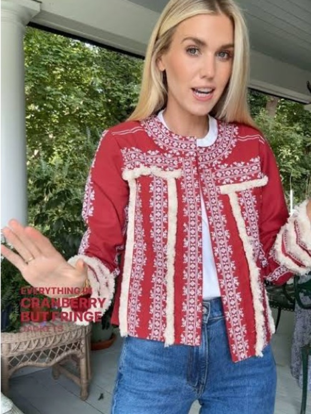 Cranberry Embroidered Fringe Women's Jacket